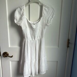 Hollister Floral Shortsleeve Cinched Top Dress - size: 12 - color: white